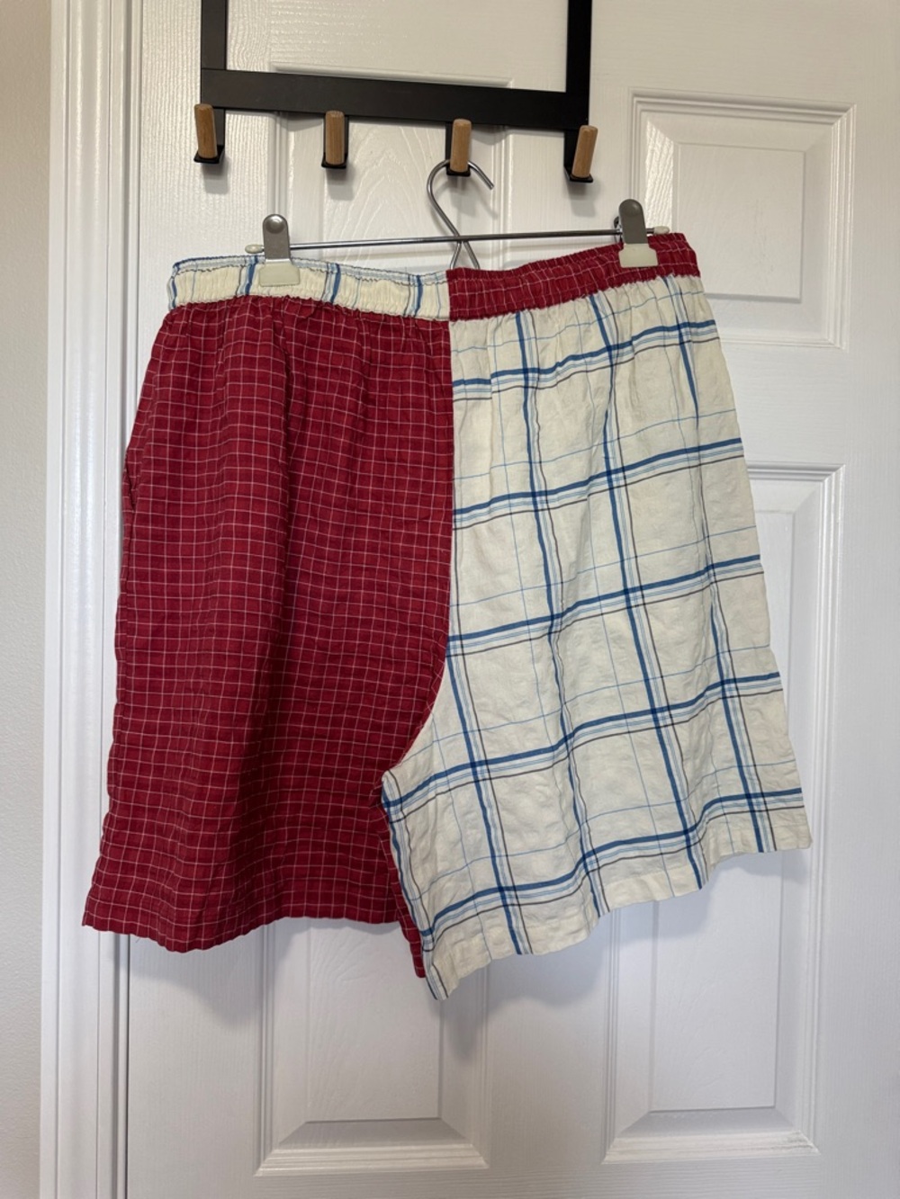 Anthropologie Celandine Drawstring Shorts Red Blue plaid NWT Sz Large Elastic - Picture 6 of 7